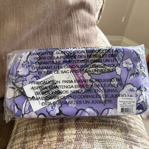 Vera Bradley Lighten Up Wild Roses Lavender Essential Belt Bag Fanny Pack NWT - Picture 8 of 8